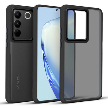 Translucent Matte with Shiny Camera Ring Back Cover for Vivo V27 Pro 5G