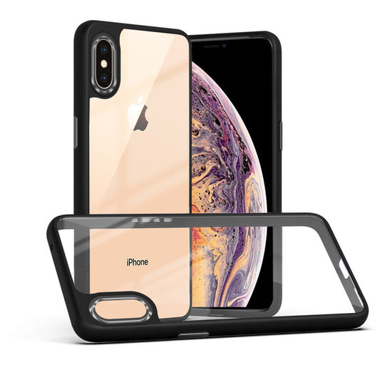 Silicone Frame Hard Transparent Back Phone Case Cover for Apple iPhone XS Max