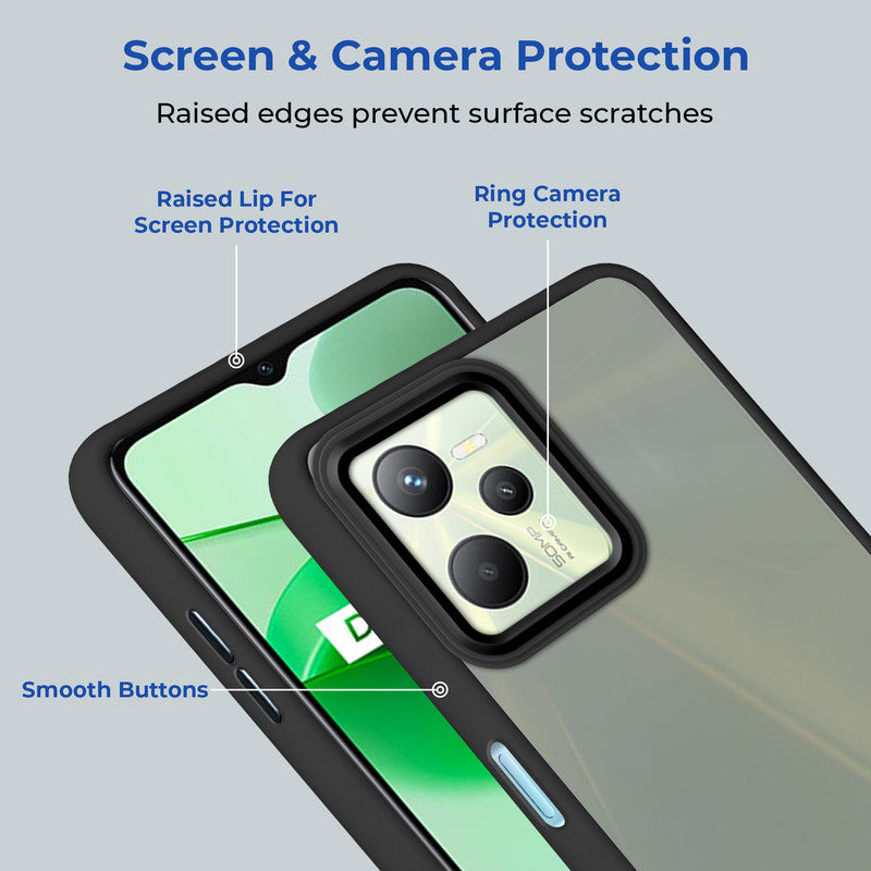 Translucent Matte with Shiny Camera Ring Back Cover for Realme C35