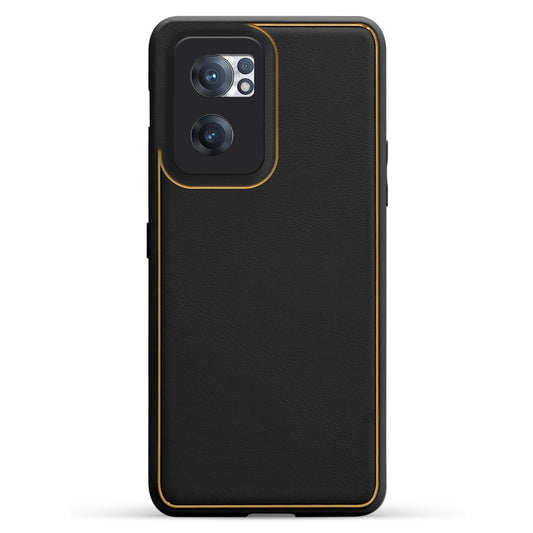 Electroplated Frame Leather Back Cover for OnePlus Nord CE 2 5G