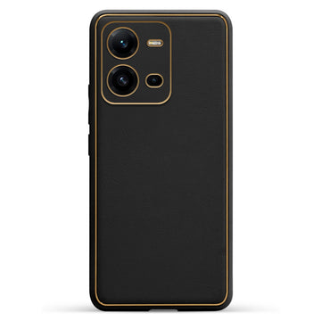 Electroplated Frame Leather Back Cover for Vivo V25 5G