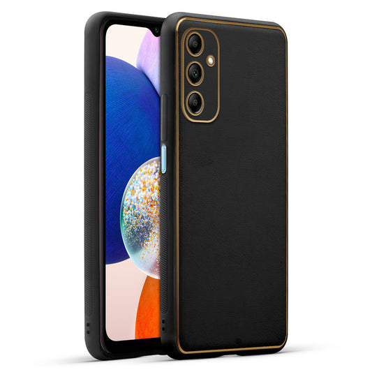Electroplated Frame Leather Back Cover for Samsung A14 5G