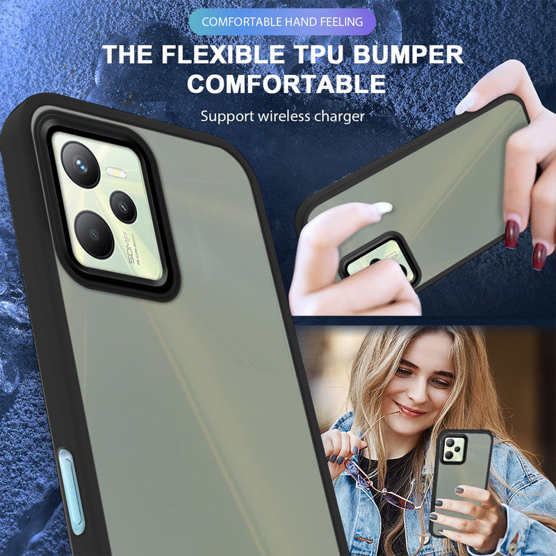 Translucent Matte with Shiny Camera Ring Back Cover for Realme C35
