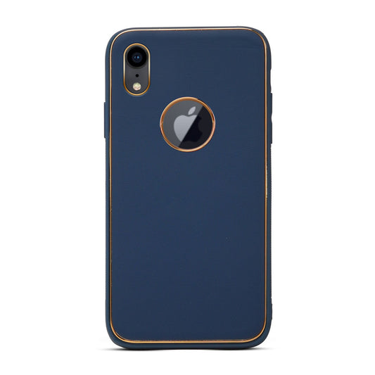 Electroplated Frame Leather Back Cover for Apple iPhone XR