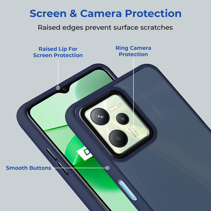 Translucent Matte with Shiny Camera Ring Back Cover for Realme C35