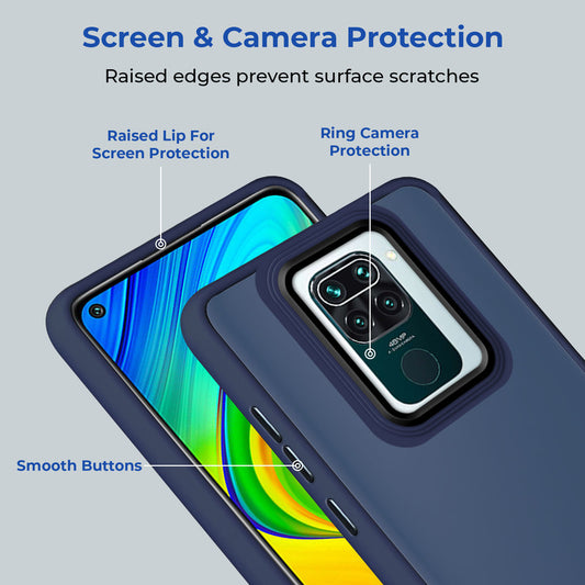 Translucent Matte with Shiny Camera Ring Back Cover for Redmi Note 9