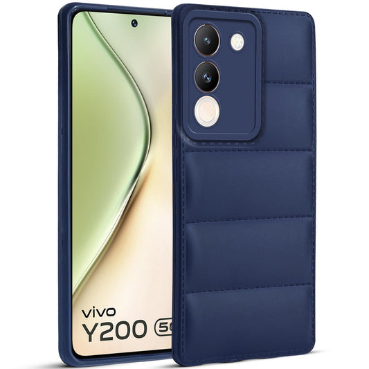 Leather Textured Back Cover for Vivo Y200 5G, Shockproof Case with Camera Protection