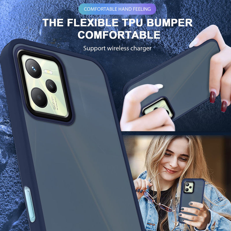 Translucent Matte with Shiny Camera Ring Back Cover for Realme C35
