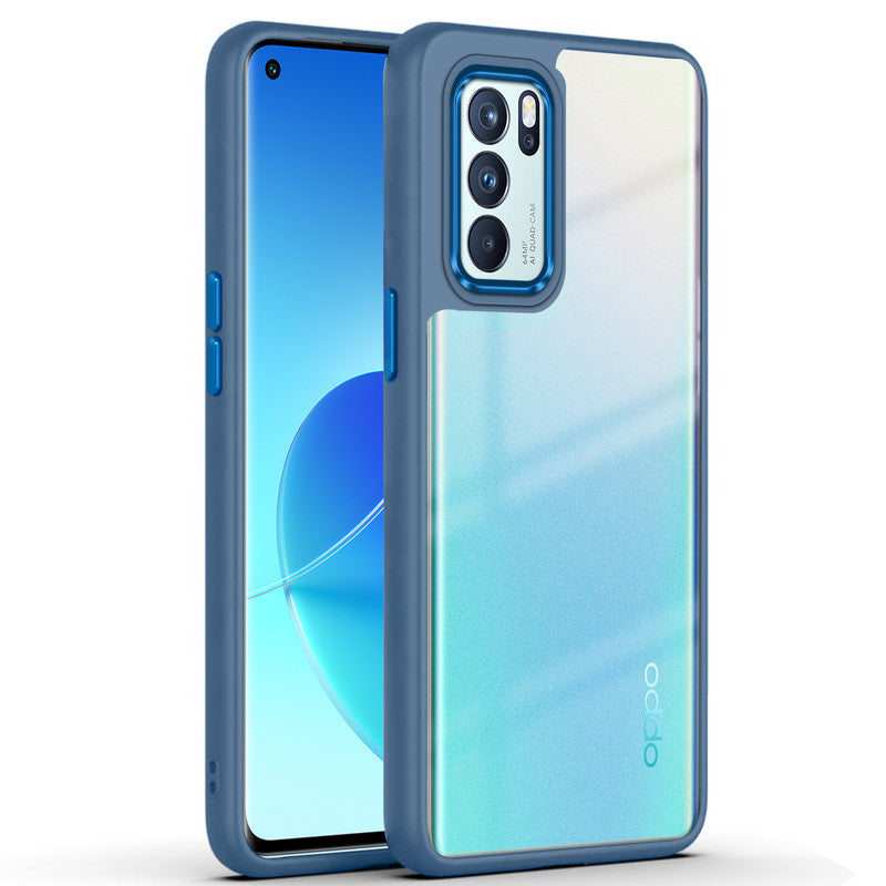Silicone Frame Hard Transparent Back Phone Case Cover for Oppo Reno 6 Pro 5g