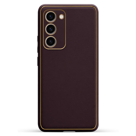 Electroplated Frame Leather Back Cover for Samsung S23 Plus 5G