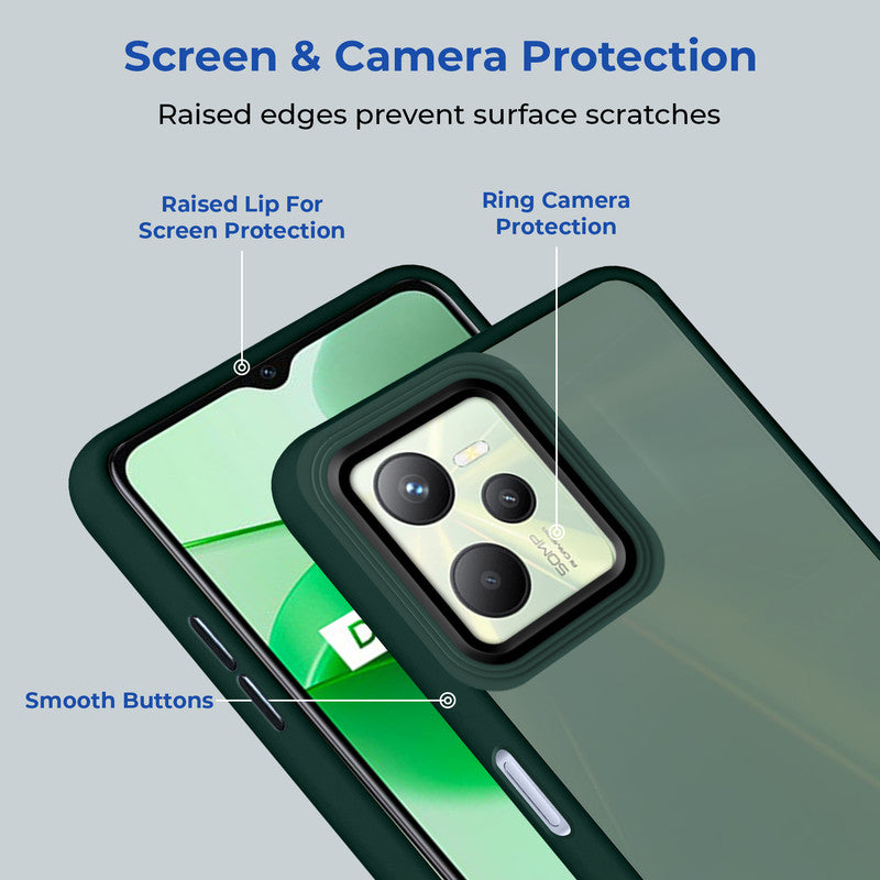 Translucent Matte with Shiny Camera Ring Back Cover for Realme C35