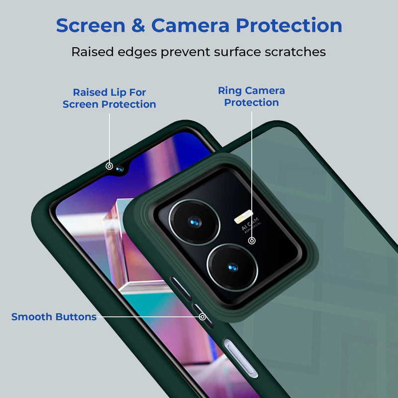Translucent Matte with Shiny Camera Ring Back Cover for Vivo Y22