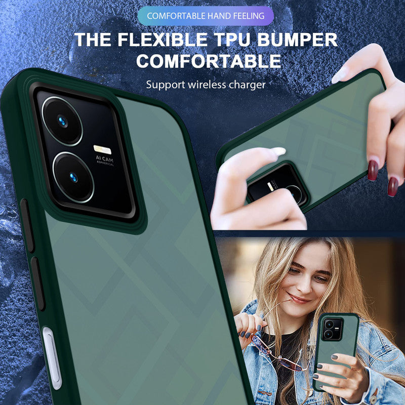 Translucent Matte with Shiny Camera Ring Back Cover for Vivo Y22