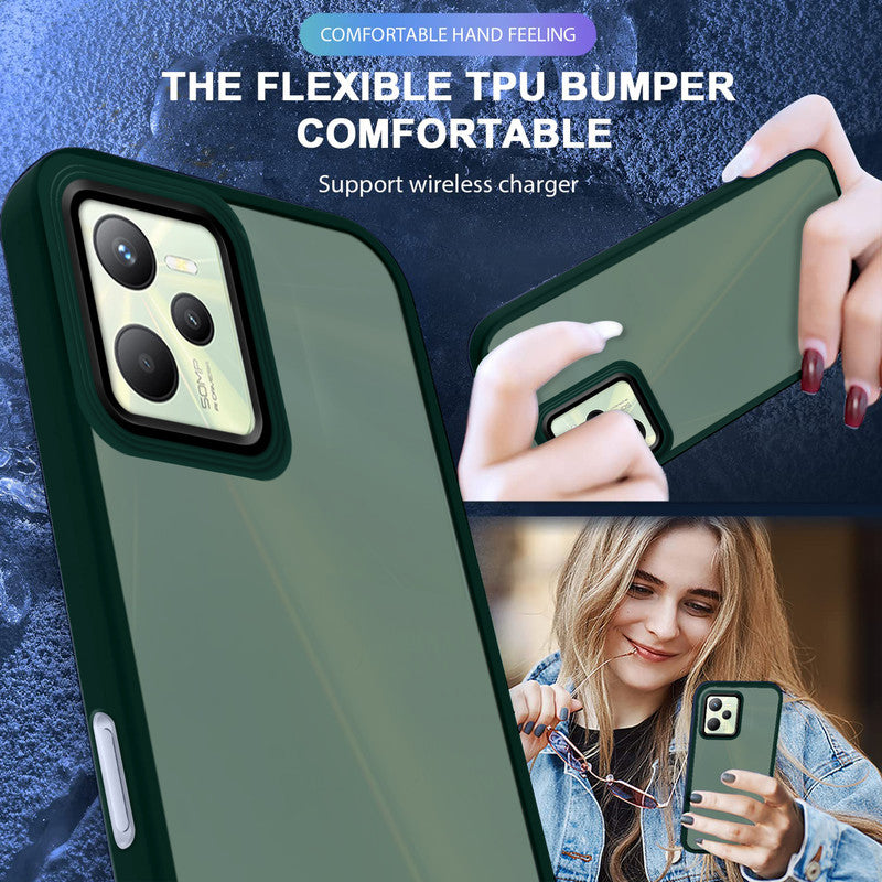 Translucent Matte with Shiny Camera Ring Back Cover for Realme C35
