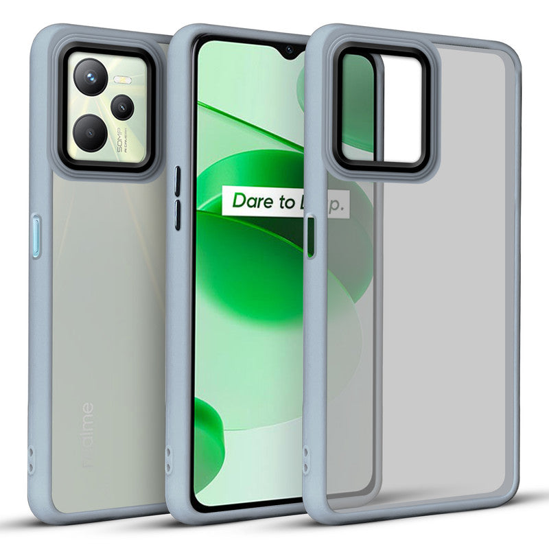 Translucent Matte with Shiny Camera Ring Back Cover for Realme C35