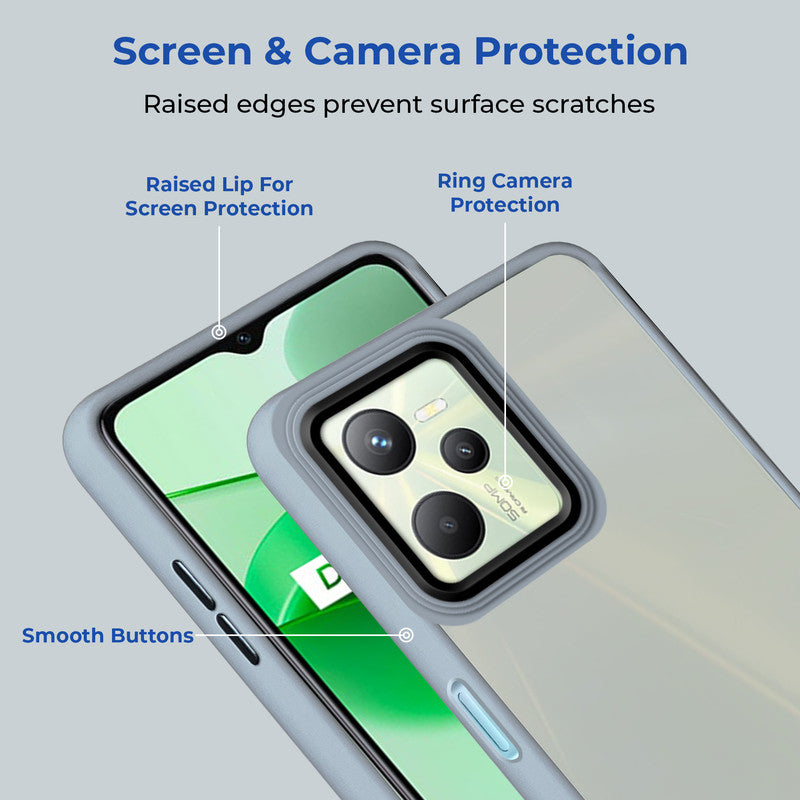 Translucent Matte with Shiny Camera Ring Back Cover for Realme C35