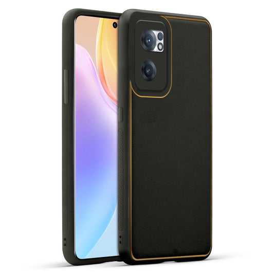 Electroplated Frame Leather Back Cover for OnePlus Nord CE 2 5G