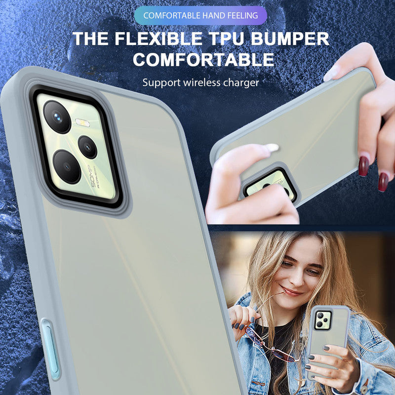 Translucent Matte with Shiny Camera Ring Back Cover for Realme C35