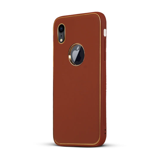 Electroplated Frame Leather Back Cover for Apple iPhone XR