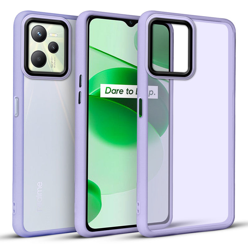 Translucent Matte with Shiny Camera Ring Back Cover for Realme C35