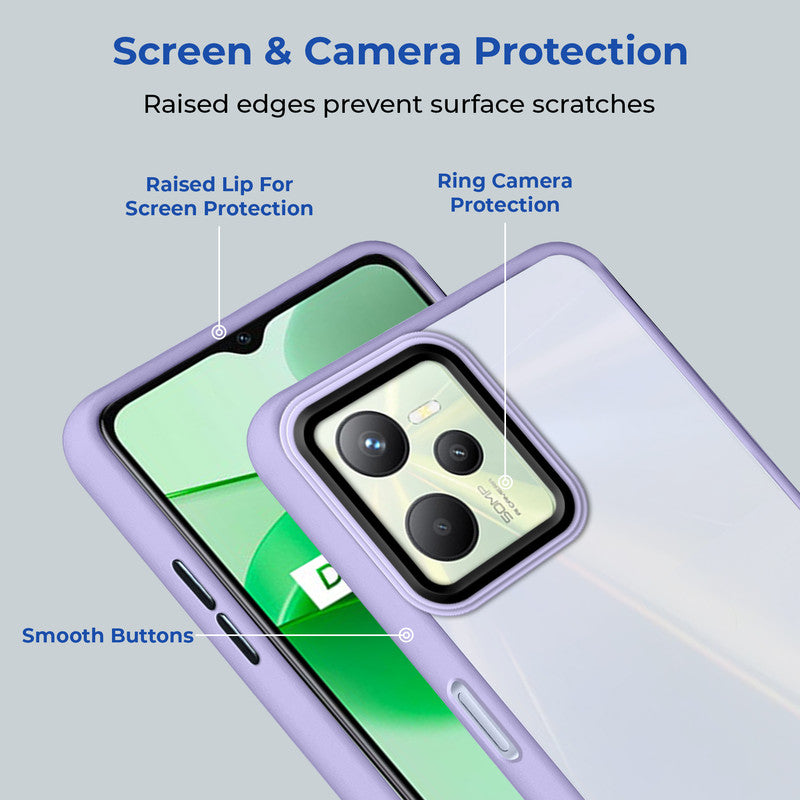 Translucent Matte with Shiny Camera Ring Back Cover for Realme C35