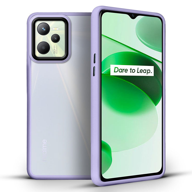 Translucent Matte with Shiny Camera Ring Back Cover for Realme C35