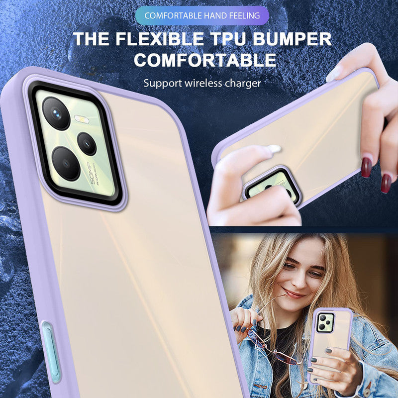 Translucent Matte with Shiny Camera Ring Back Cover for Realme C35