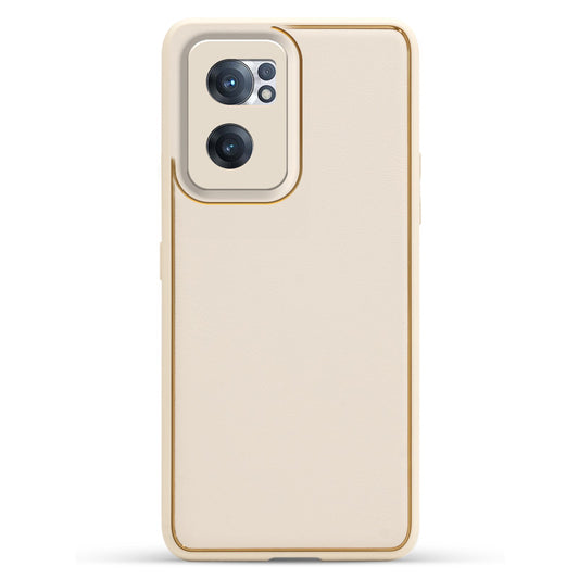 Electroplated Frame Leather Back Cover for OnePlus Nord CE 2 5G