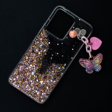 Transparent Glitter Butterfly Latkan Back Cover For Redmi A1 Plus