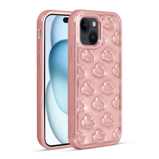 3D Cute Cloud Pattern Back Cover for Apple iPhone 15 Plus
