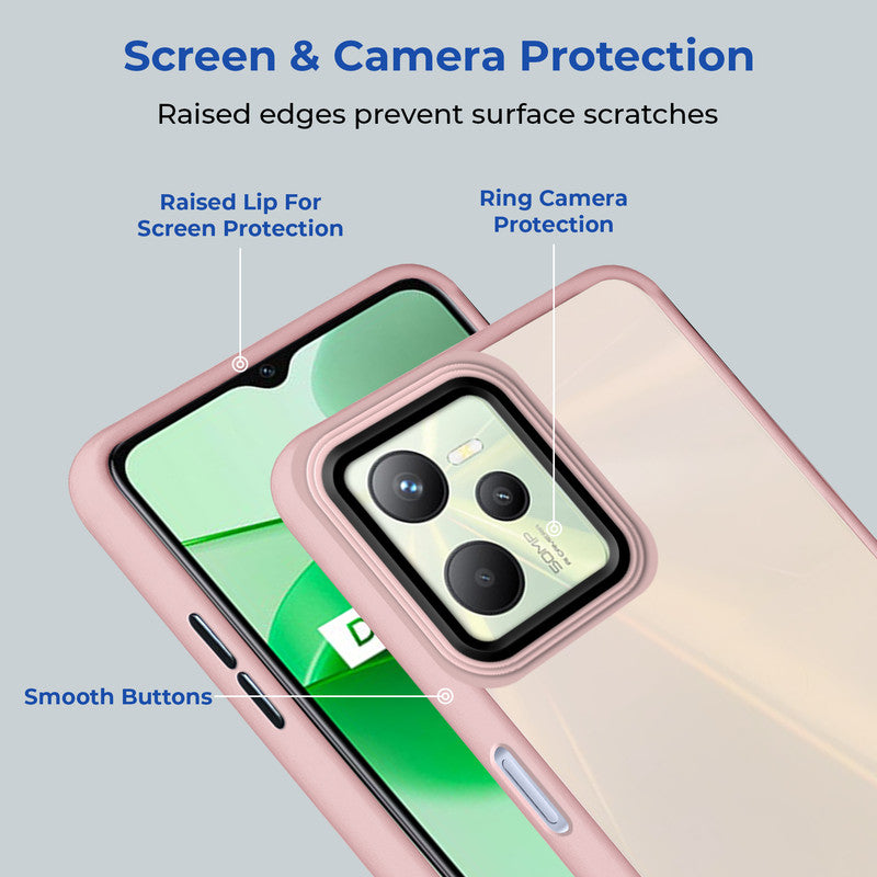 Translucent Matte with Shiny Camera Ring Back Cover for Realme C35
