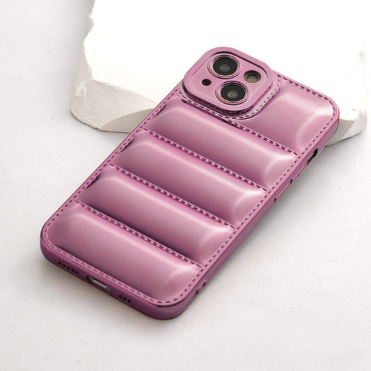 Soft Silicone 3D Puffer Pattern Back Cover for Apple iPhone 14, Shiny Shockproof Protective Case