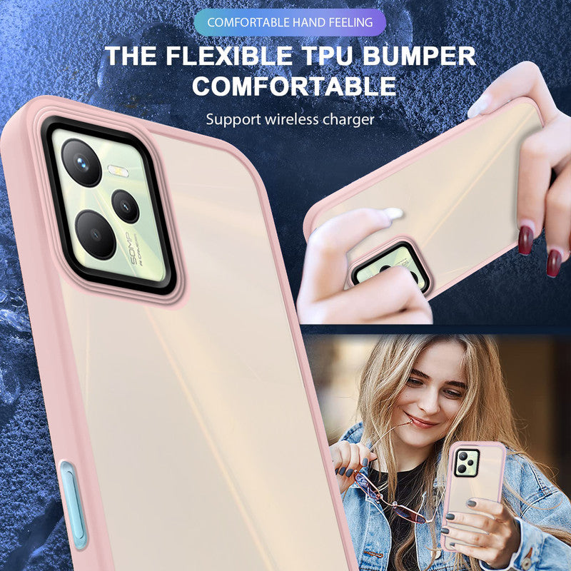 Translucent Matte with Shiny Camera Ring Back Cover for Realme C35