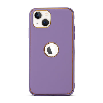 Electroplated Frame Leather Back Cover for Apple iPhone 13
