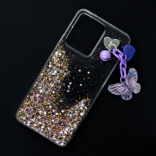 Transparent Glitter Butterfly Latkan Back Cover For Realme Narzo N55