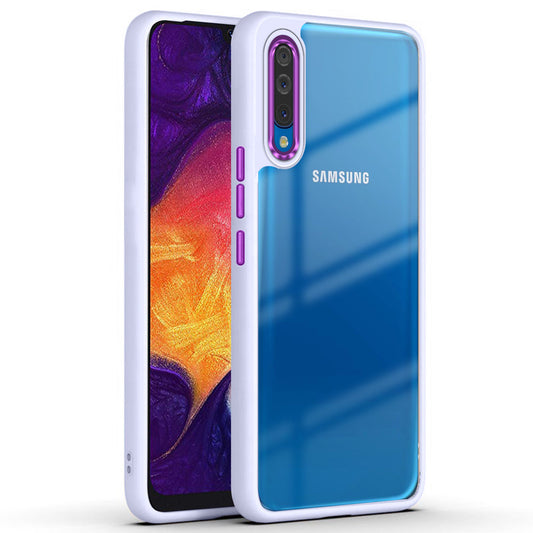 Silicone Frame Hard Transparent Back Phone Case Cover for Samsung A50