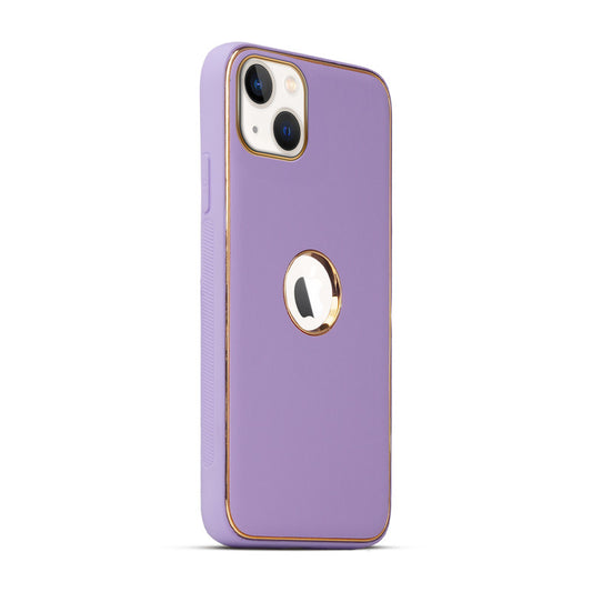 Electroplated Frame Leather Back Cover for Apple iPhone 13