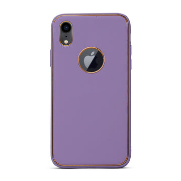 Electroplated Frame Leather Back Cover for Apple iPhone XR