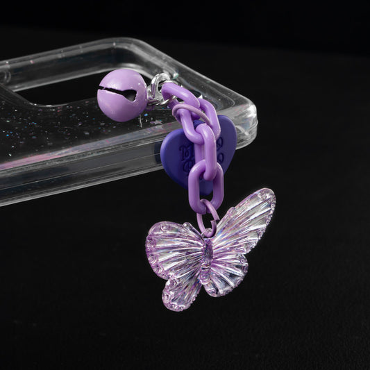 Transparent Glitter Butterfly Latkan Back Cover For Vivo Y36 4G