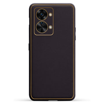 Electroplated Frame Leather Back Cover for Oneplus Nord 2T 5G