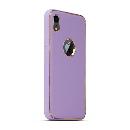 Electroplated Frame Leather Back Cover for Apple iPhone XR