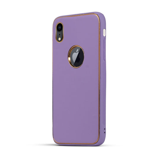 Electroplated Frame Leather Back Cover for Apple iPhone XR