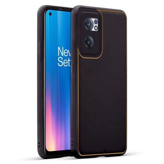 Electroplated Frame Leather Back Cover for OnePlus Nord CE 2 5G