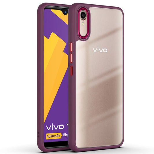 Silicone Frame Hard Transparent Back Phone Case Cover for Vivo Y90