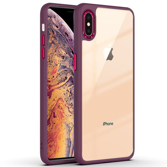 Silicone Frame Hard Transparent Back Phone Case Cover for Apple iPhone XS Max