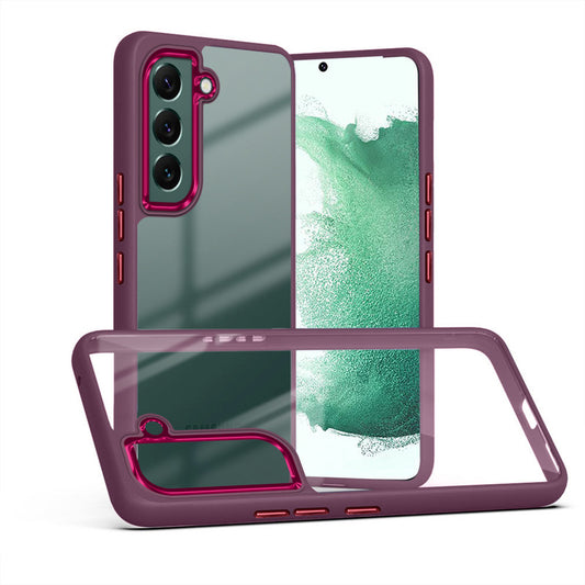 Silicone Frame Hard Transparent Back Phone Case Cover for Samsung S22 Plus 5G