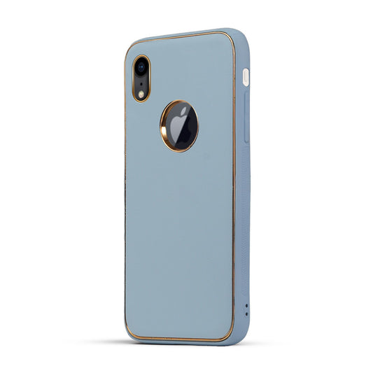 Electroplated Frame Leather Back Cover for Apple iPhone XR