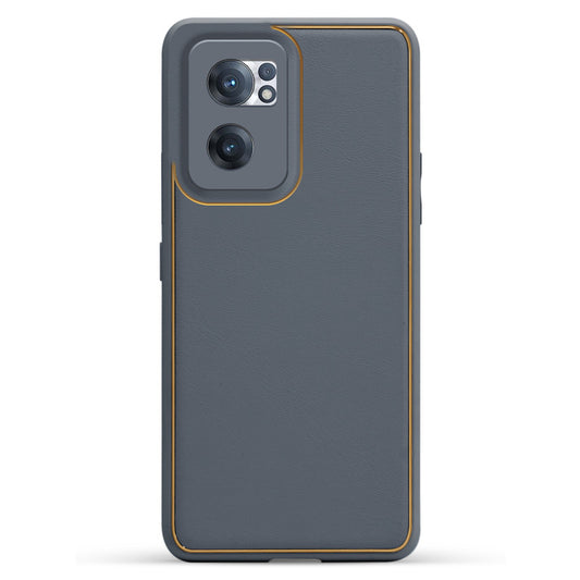 Electroplated Frame Leather Back Cover for OnePlus Nord CE 2 5G