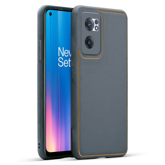 Electroplated Frame Leather Back Cover for OnePlus Nord CE 2 5G