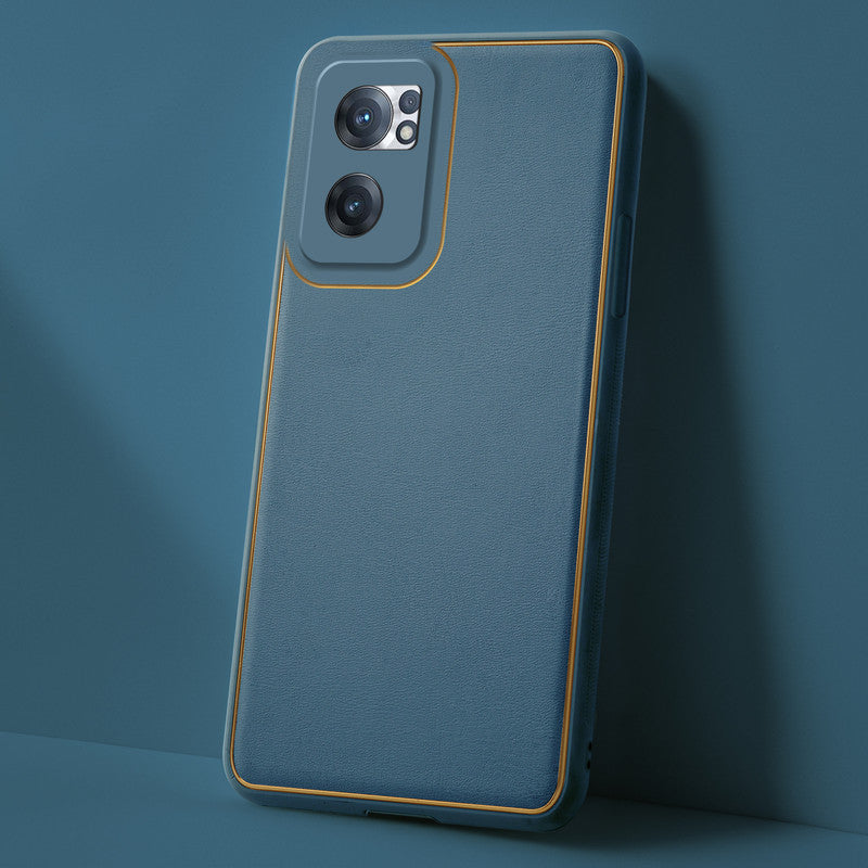 Electroplated Frame Leather Back Cover for OnePlus Nord CE 2 5G
